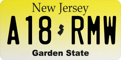 NJ license plate A18RMW