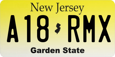 NJ license plate A18RMX