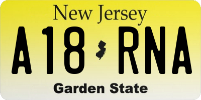 NJ license plate A18RNA