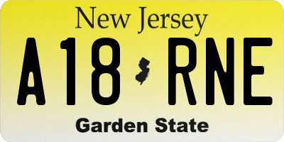 NJ license plate A18RNE