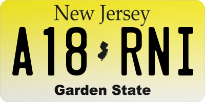 NJ license plate A18RNI