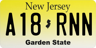 NJ license plate A18RNN
