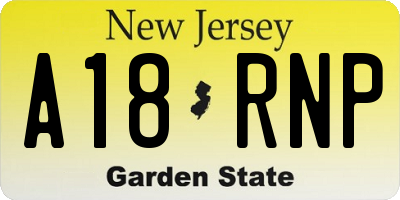NJ license plate A18RNP