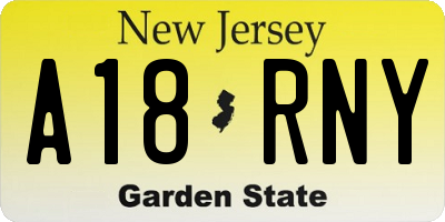 NJ license plate A18RNY