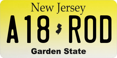 NJ license plate A18ROD