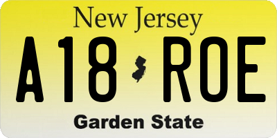 NJ license plate A18ROE