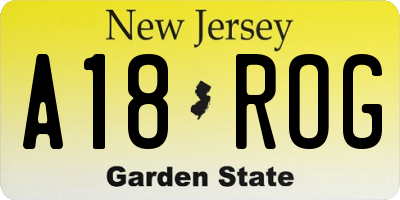 NJ license plate A18ROG