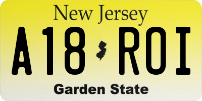 NJ license plate A18ROI