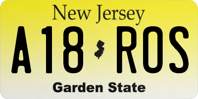 NJ license plate A18ROS