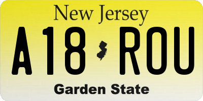 NJ license plate A18ROU
