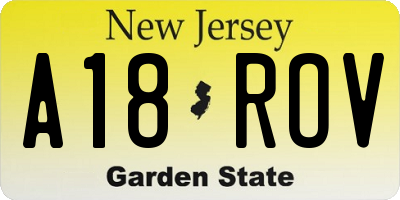 NJ license plate A18ROV