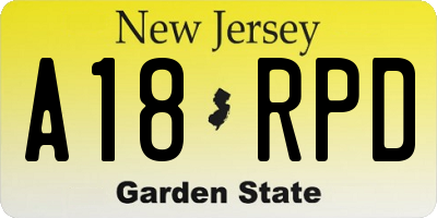 NJ license plate A18RPD