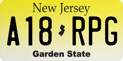 NJ license plate A18RPG