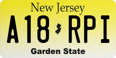 NJ license plate A18RPI