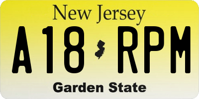 NJ license plate A18RPM