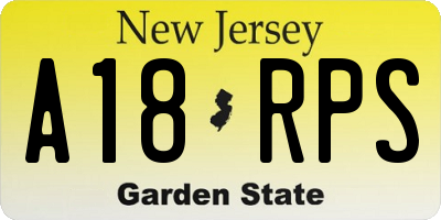 NJ license plate A18RPS