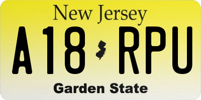 NJ license plate A18RPU