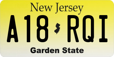 NJ license plate A18RQI