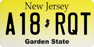 NJ license plate A18RQT