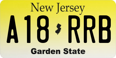 NJ license plate A18RRB