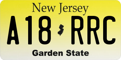 NJ license plate A18RRC
