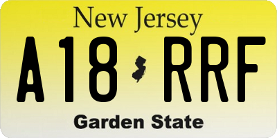 NJ license plate A18RRF