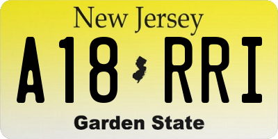 NJ license plate A18RRI