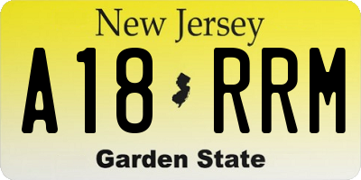 NJ license plate A18RRM