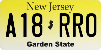 NJ license plate A18RRO