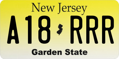 NJ license plate A18RRR