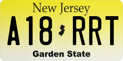 NJ license plate A18RRT