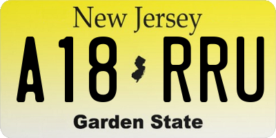NJ license plate A18RRU