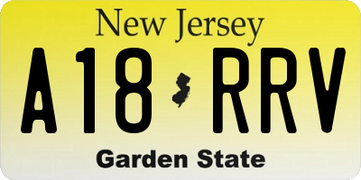 NJ license plate A18RRV