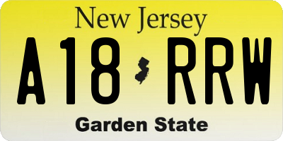 NJ license plate A18RRW