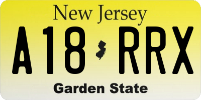 NJ license plate A18RRX