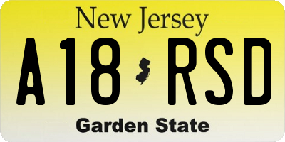 NJ license plate A18RSD