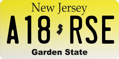 NJ license plate A18RSE