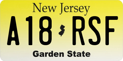 NJ license plate A18RSF