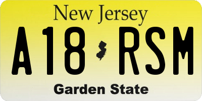 NJ license plate A18RSM