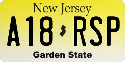 NJ license plate A18RSP