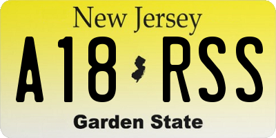 NJ license plate A18RSS