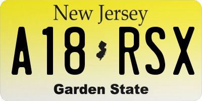 NJ license plate A18RSX