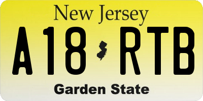 NJ license plate A18RTB