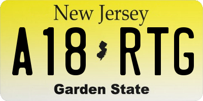 NJ license plate A18RTG