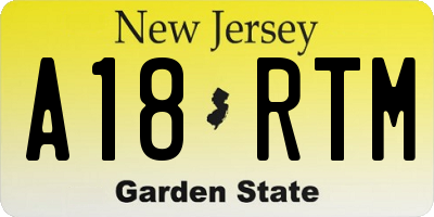 NJ license plate A18RTM