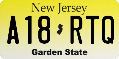 NJ license plate A18RTQ