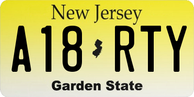 NJ license plate A18RTY