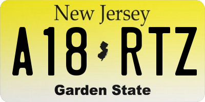 NJ license plate A18RTZ