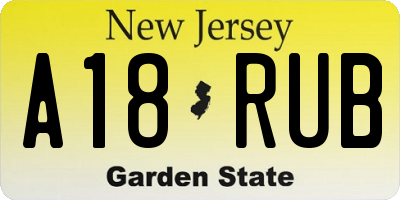 NJ license plate A18RUB
