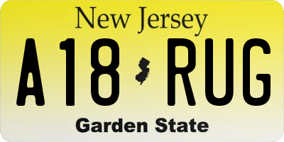 NJ license plate A18RUG